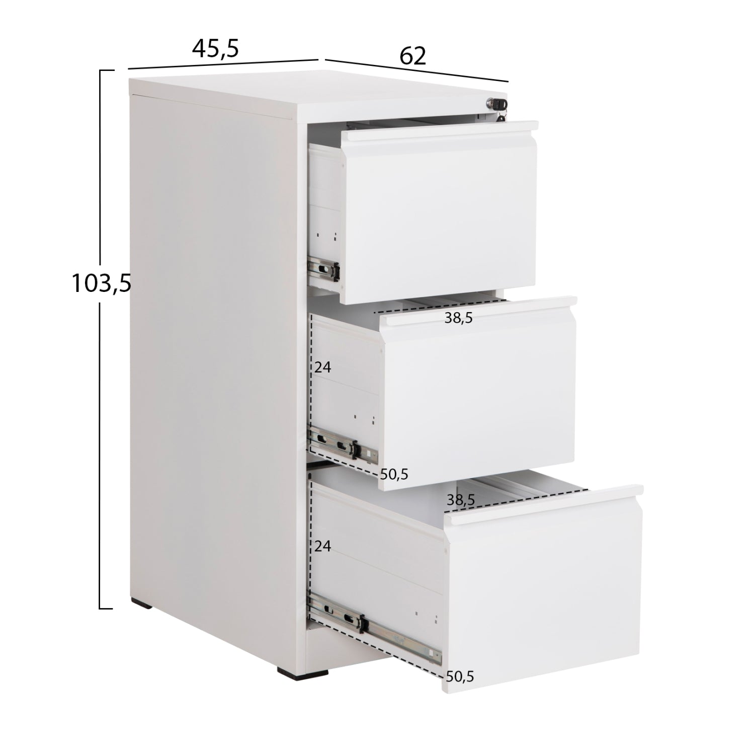 Офис шкаф за картотеки (3) sider бял метал 45.5x62x103.5всм.