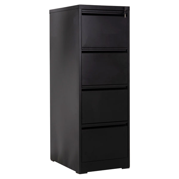 Метален офис шкаф SIDER с 4 чекмеджета в черно 45.5x62x134см.