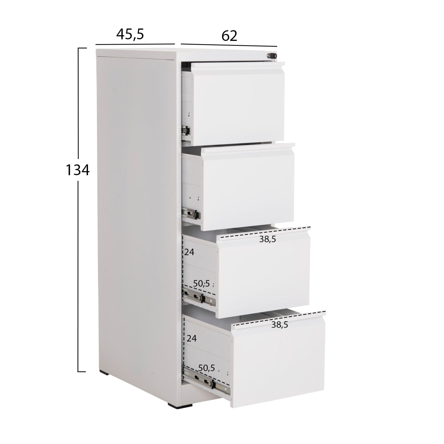 Офис шкаф за картотеки (4) sider бял метал 45.5x62x134всм.