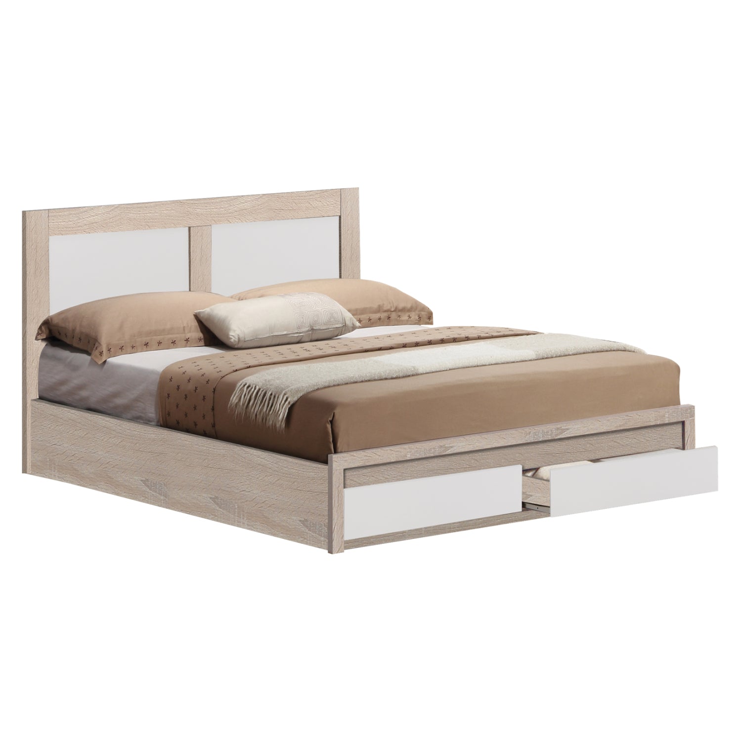 Легло Capri с 2 чекмеджета сонома -бял цвят 120x200 см