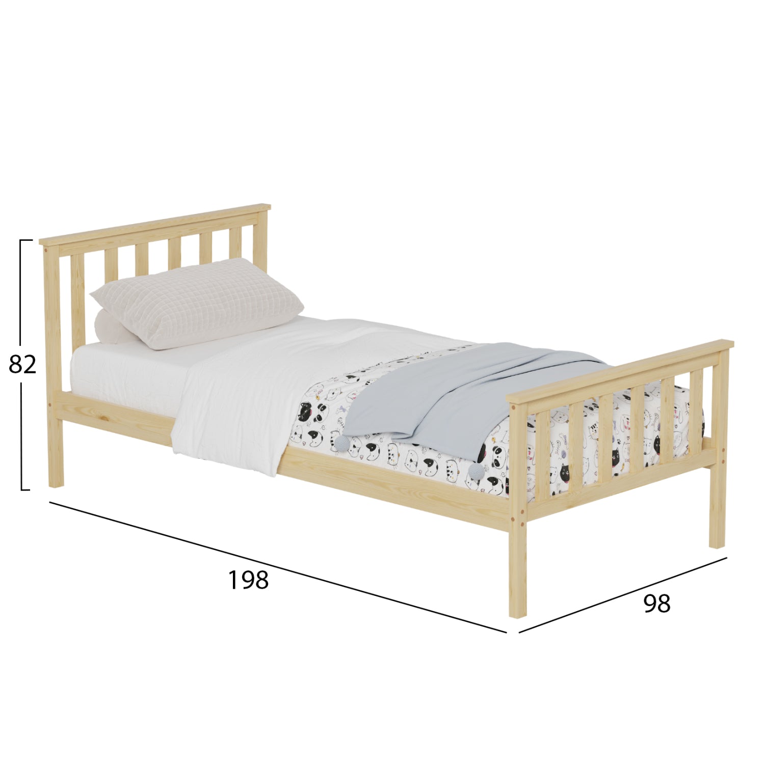 Легло GIMLY дърво естествен цвят 190x90см