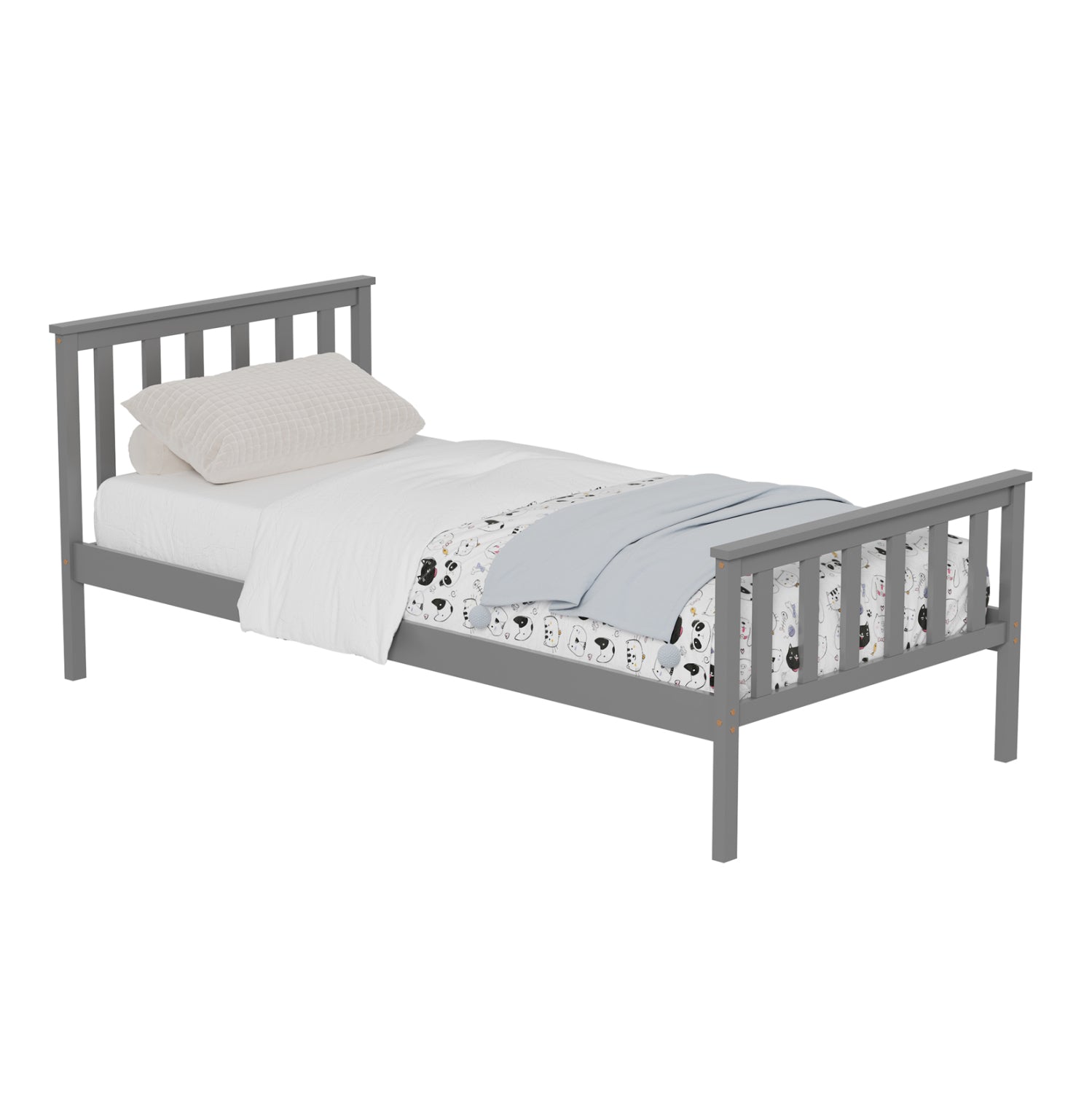 Легло GIMLY сив цвят за матрак 90/190см