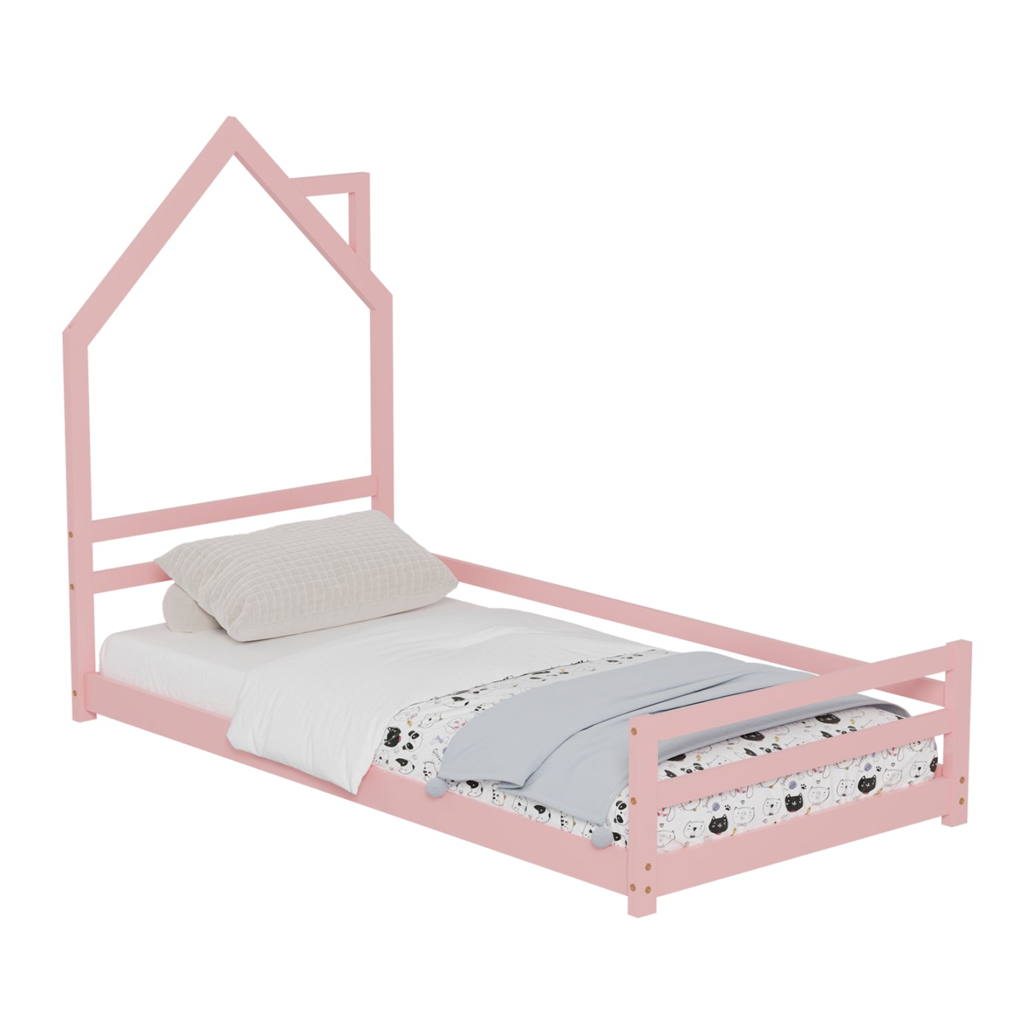 Легло HOUSER розов цвят за матрак 90/190см