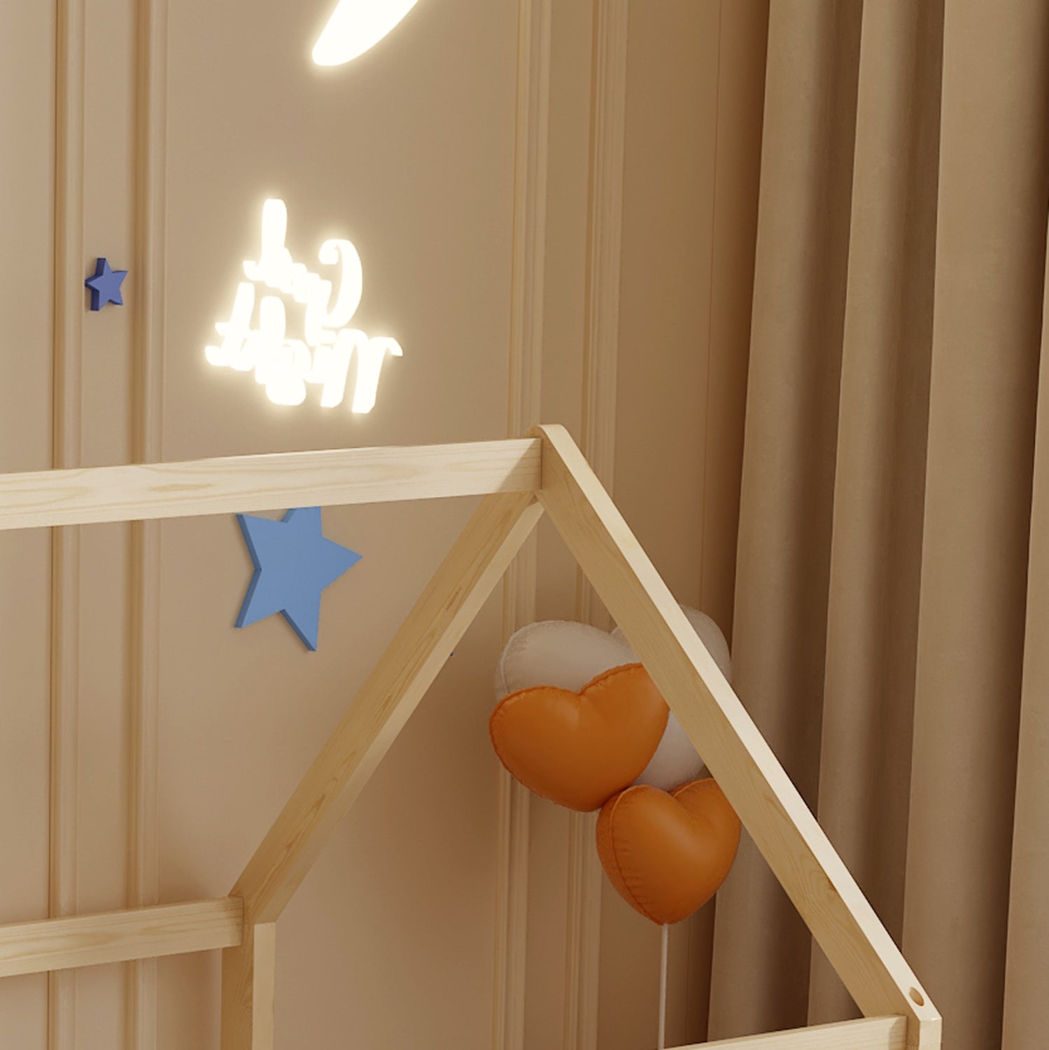 Легло MONTESSORI  цвят натурал борово дърво за матрак 90/190см