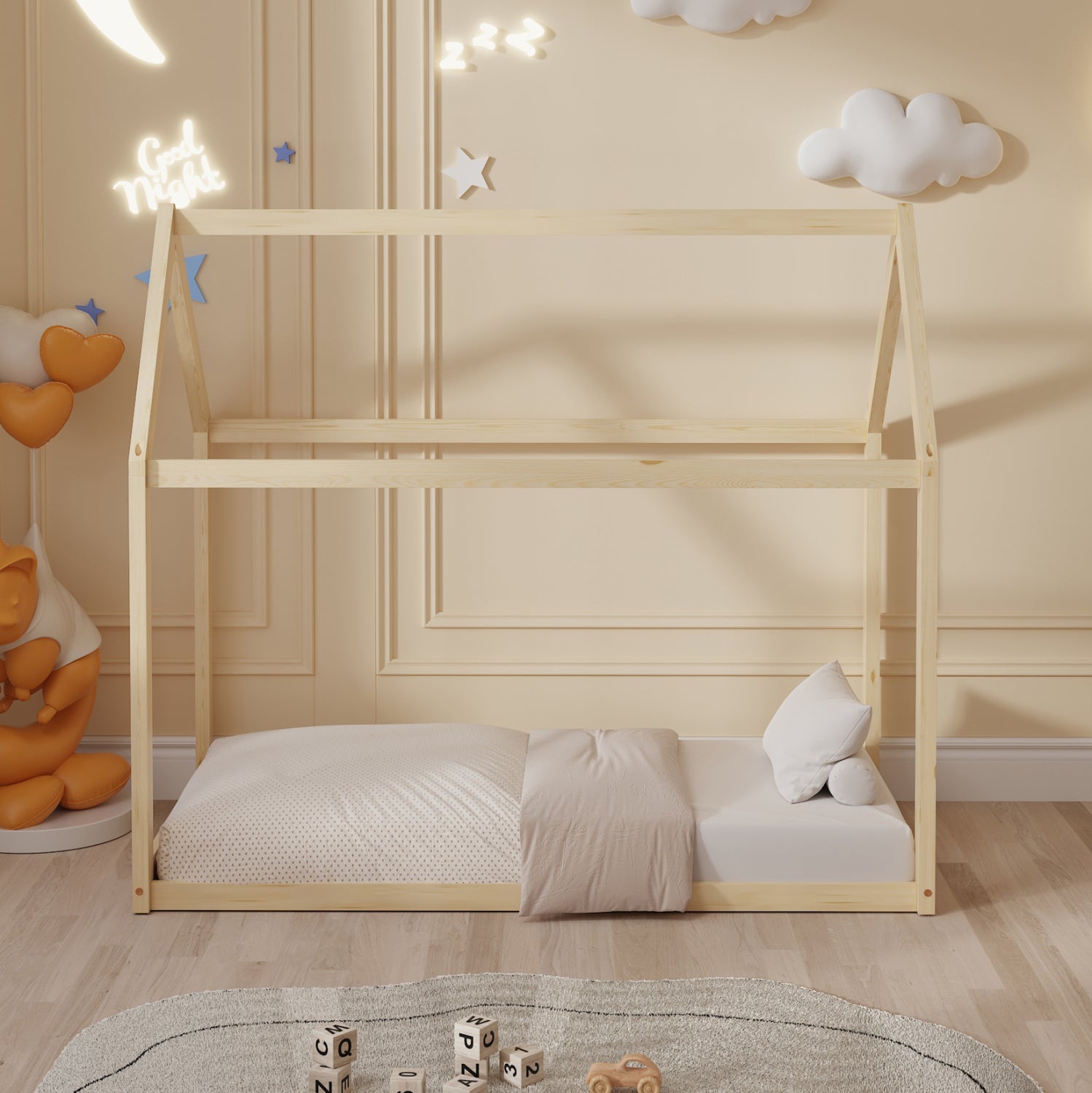 Легло PEPE цвят натурал за матрак 90/190см