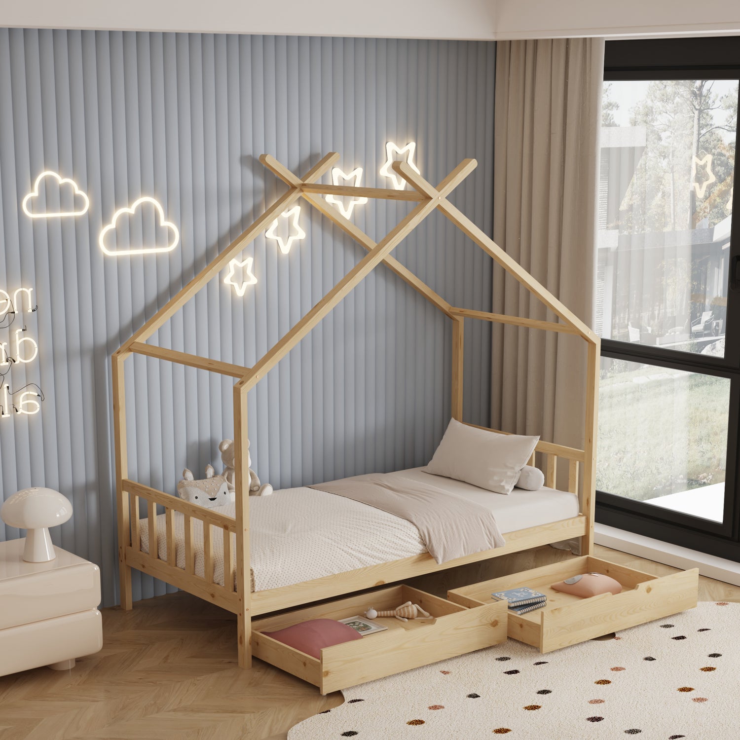 Детско легло  KLARICE 190x90см естествен цвят