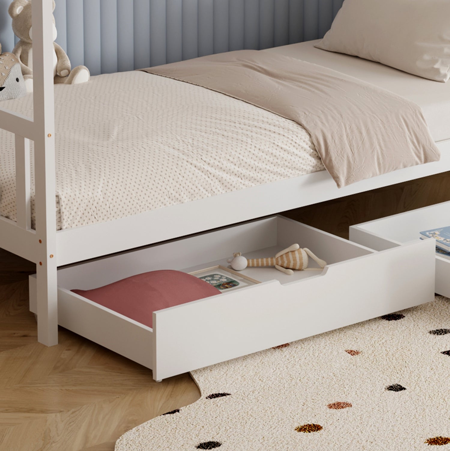 Легло KLARICE бял цвят за матрак 90/190см