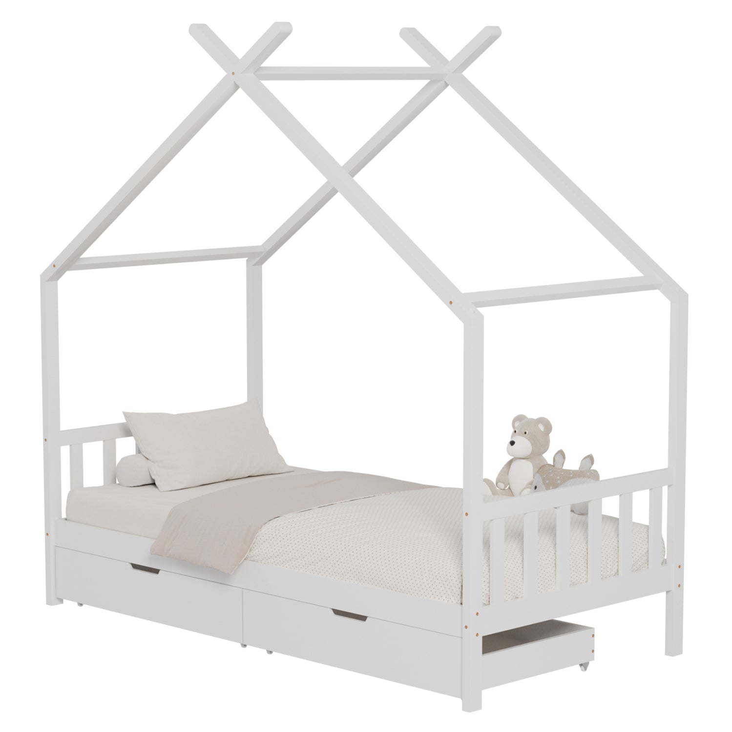 Легло KLARICE бял цвят за матрак 90/190см