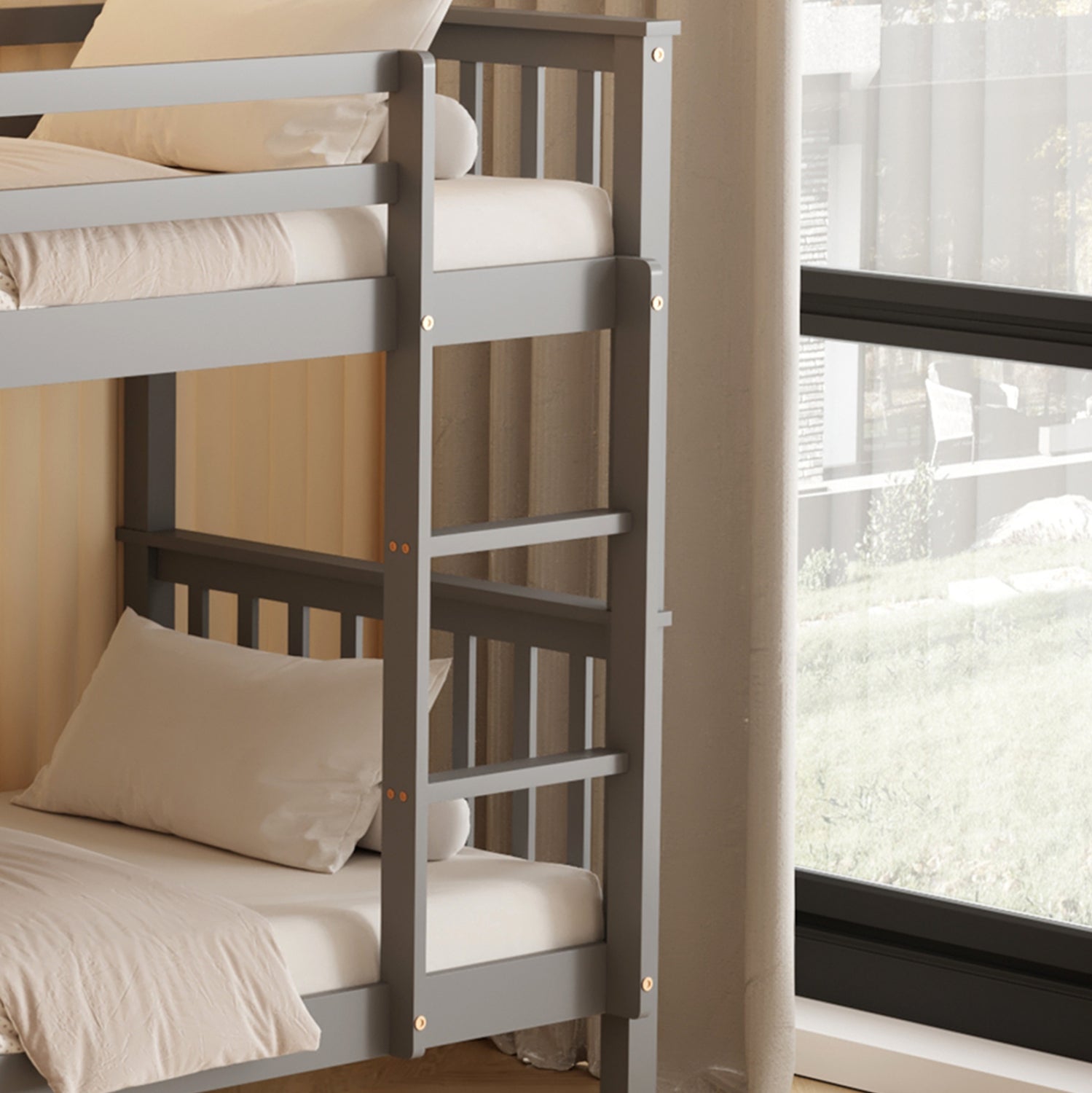 Двуетажно легло  LANTAI  сив цвят за матраци 190x90