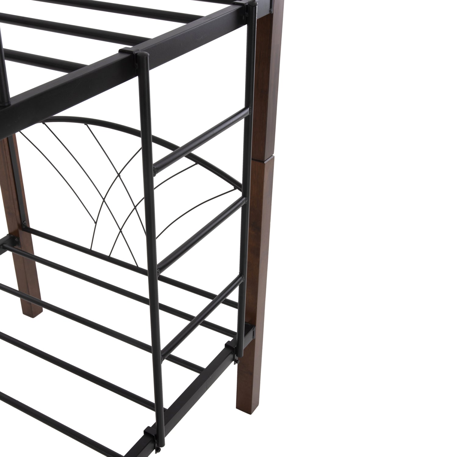 Двуетажно легло Story черен метал/каучуково дърво цвят орех 90х190 см