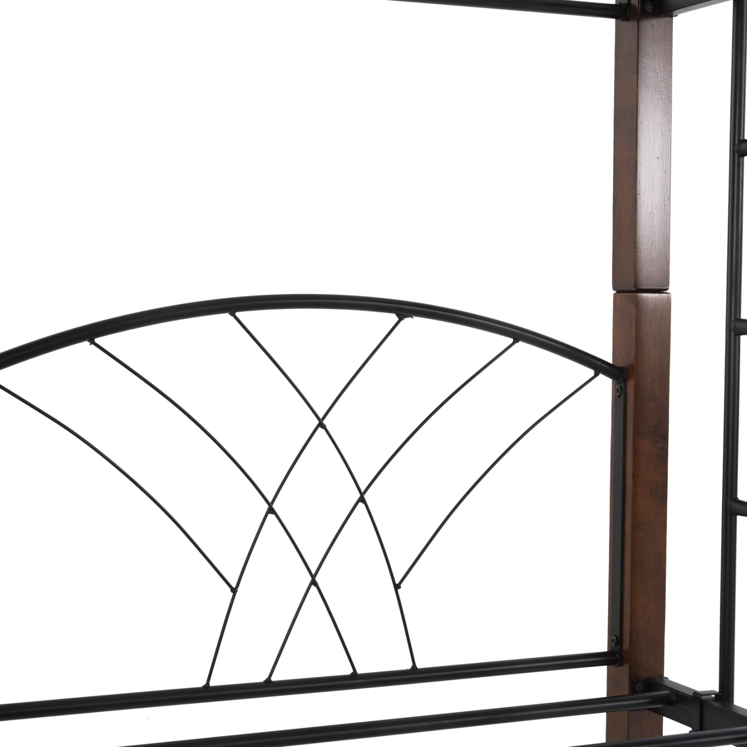 Двуетажно легло Story черен метал/каучуково дърво цвят орех 90х190 см