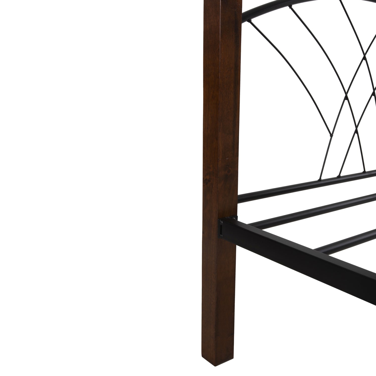 Двуетажно легло Story черен метал/каучуково дърво цвят орех 90х190 см