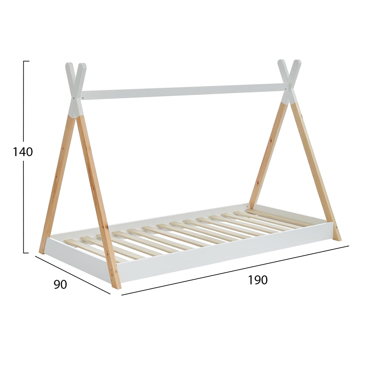 Легло MUNK естествен-бял цвят 190x90см