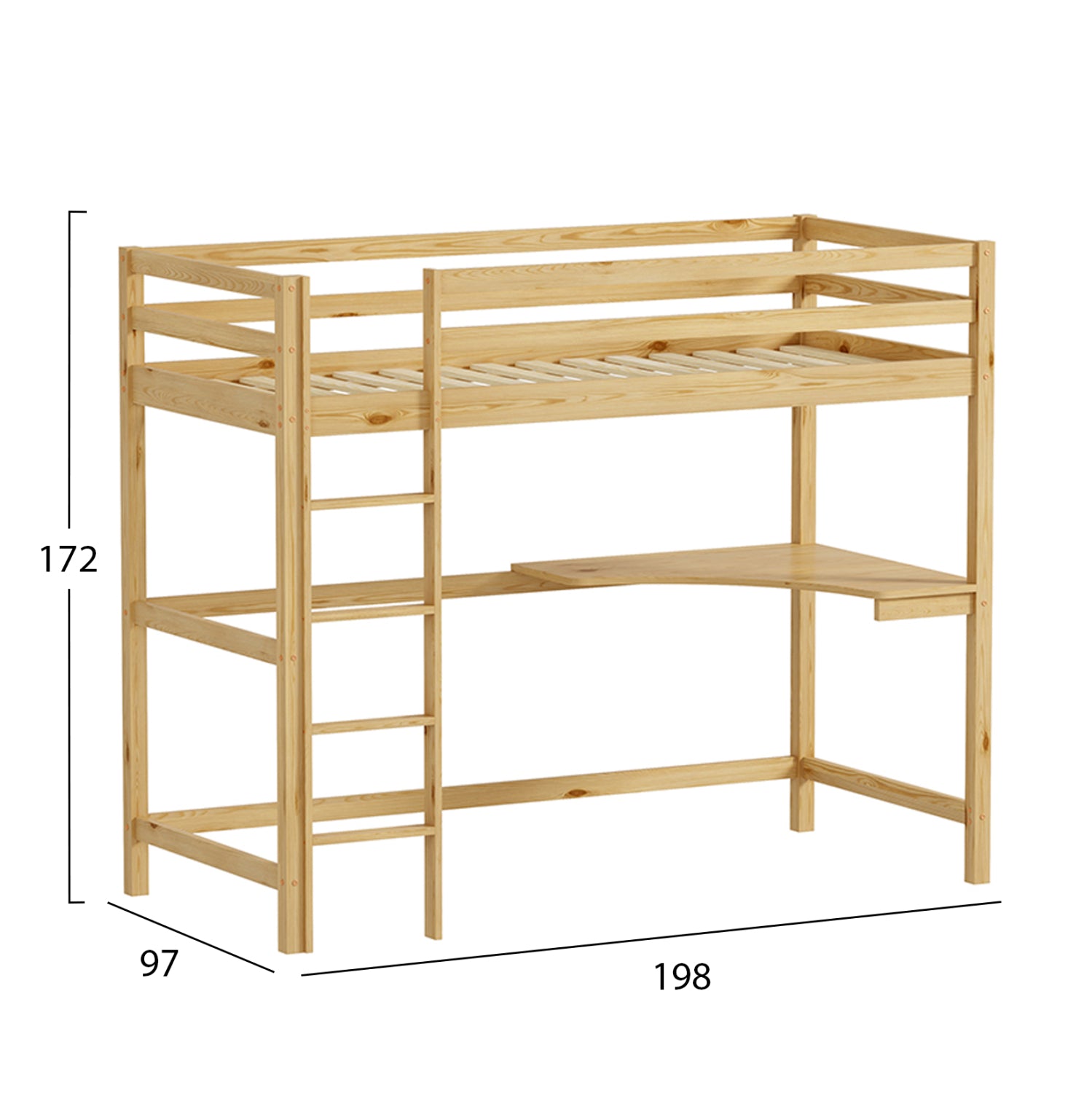 Легло  AKRON цвят натурал с бюро за матрак 90/190см