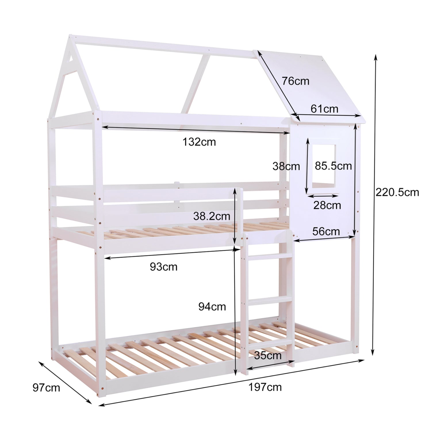 Легло детско /къща MONTESSORI бял цвят  за матраци 190x90см