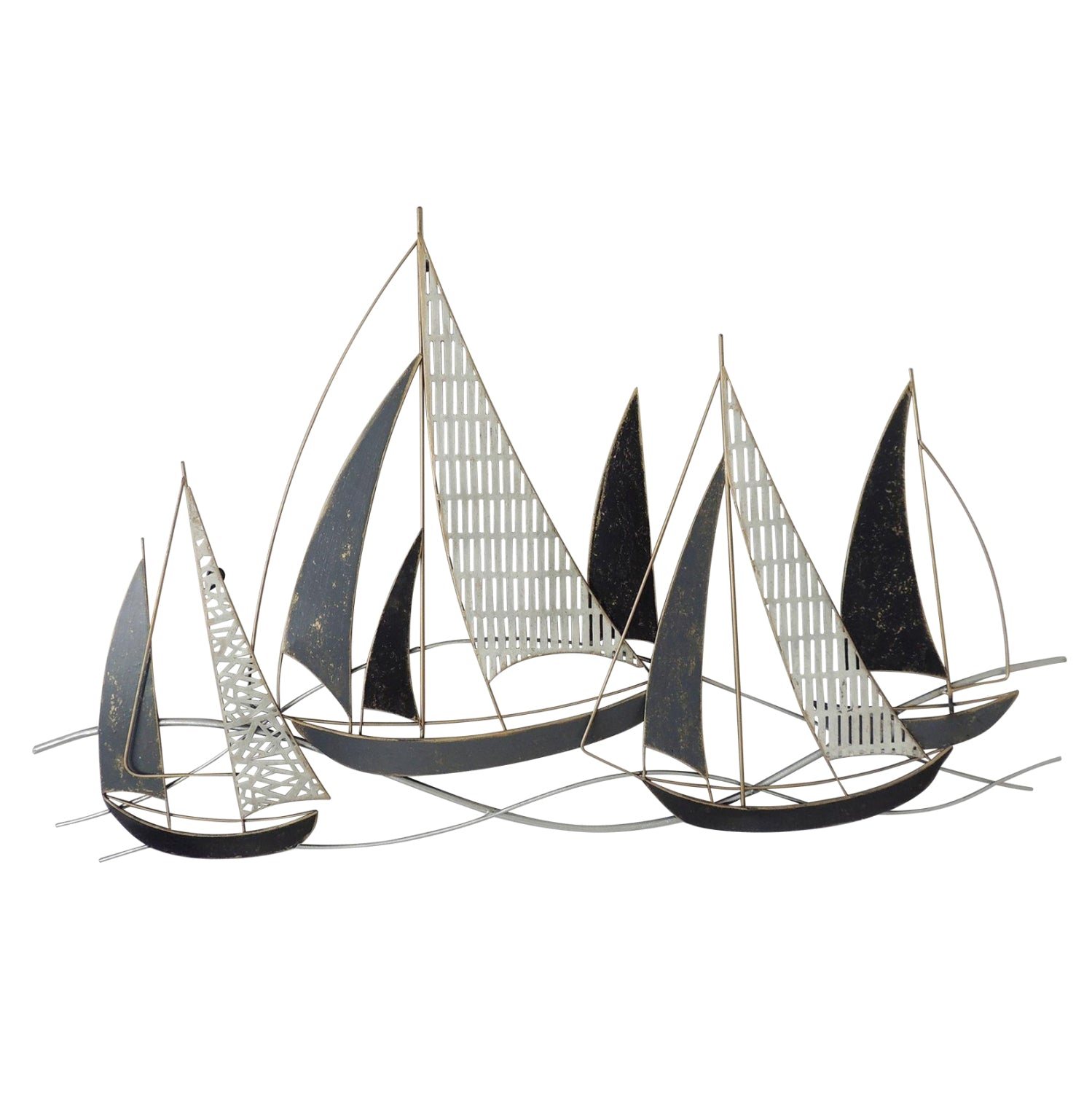 Метална стенна декорация въглища, бяло злато, 92x3x56y см.