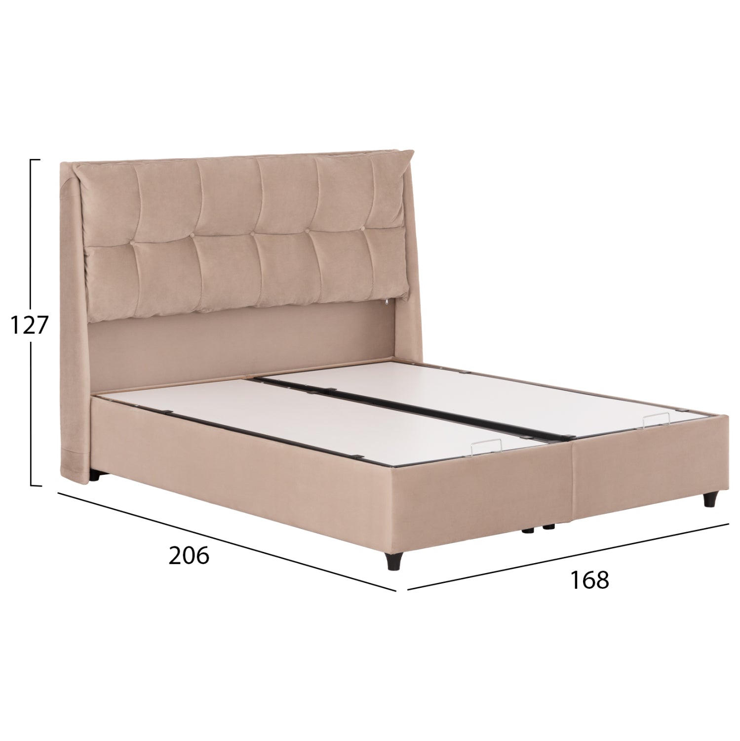 Спалня DREAMLET – Бежово кадифе с място за съхранение 160x200 см