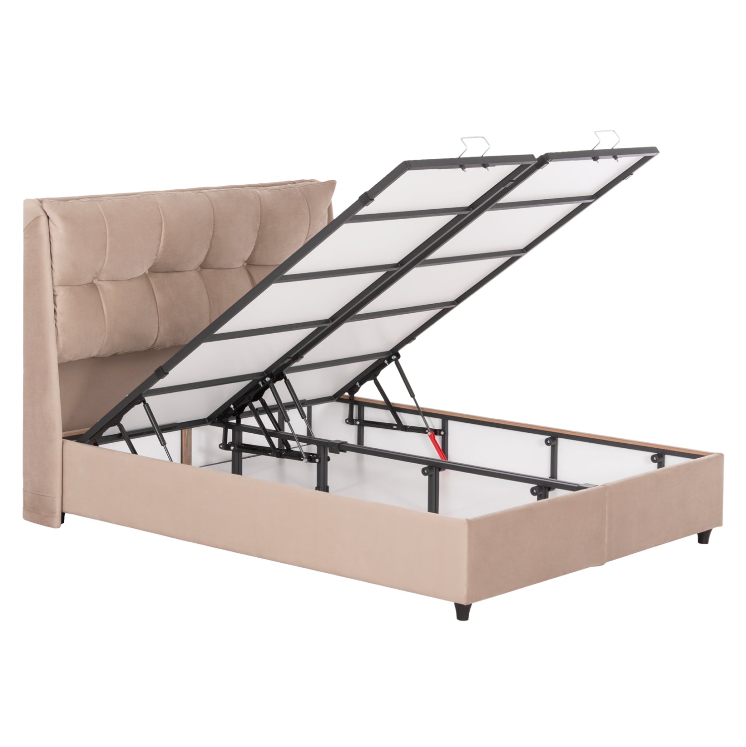 Спалня DREAMLET – Бежово кадифе с място за съхранение 160x200 см
