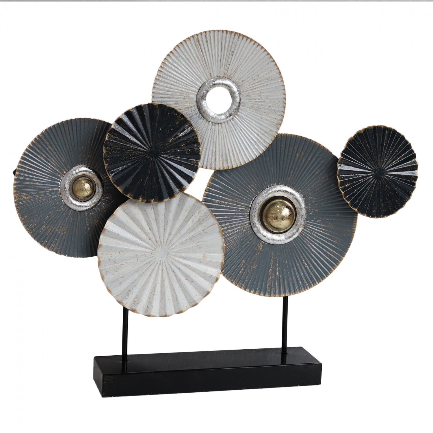 Декорация от метал 65x9x54,5 сиво/бяла