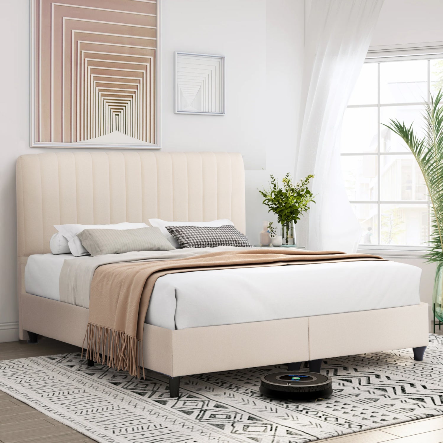 Двойно легло LUTHER бежов цвят 160/200см