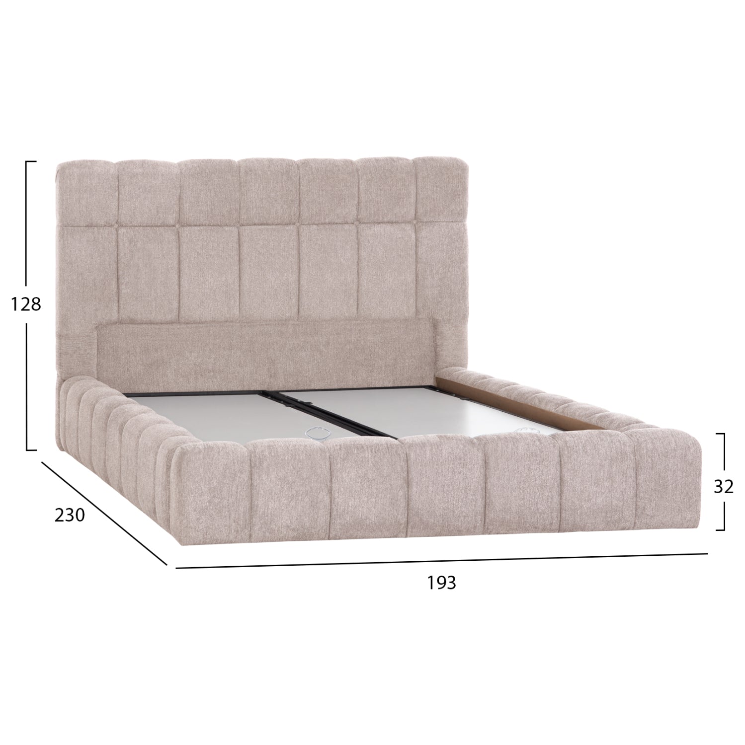 Легло RAMON с място за съхранение теди платове бежово-за матрак 160x200см