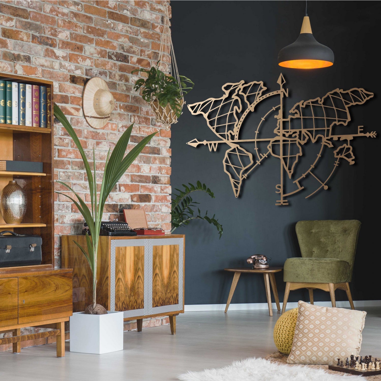 Декорация златна карта на света