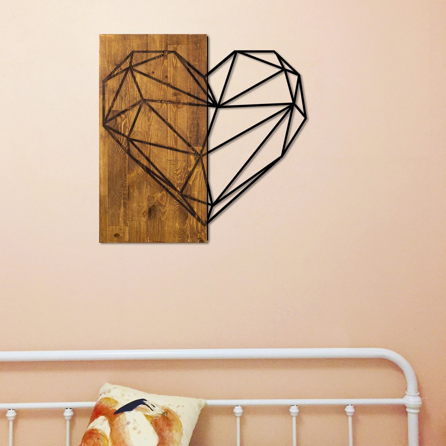 Декорация метално сърце и дърво 58x58