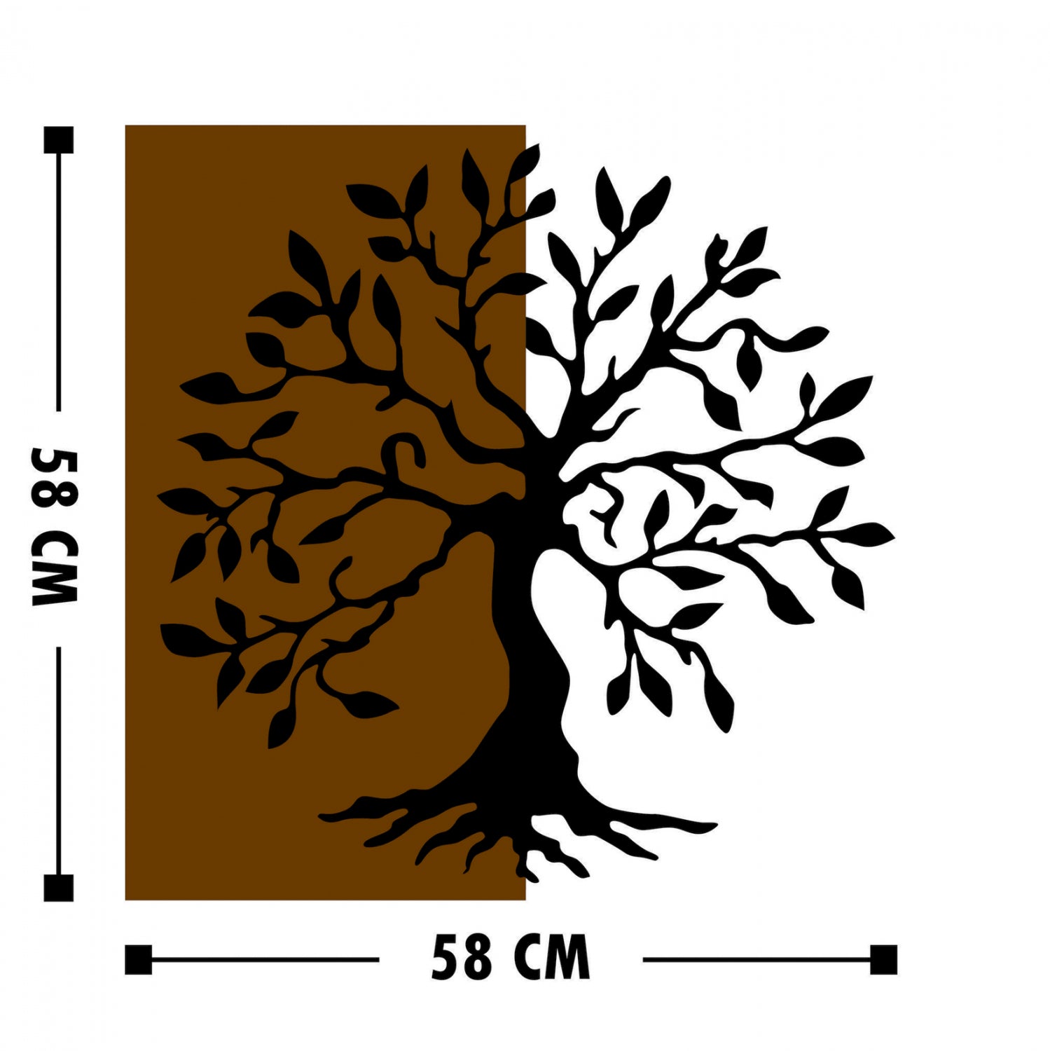Декорация дървена с метално дърво  58X58