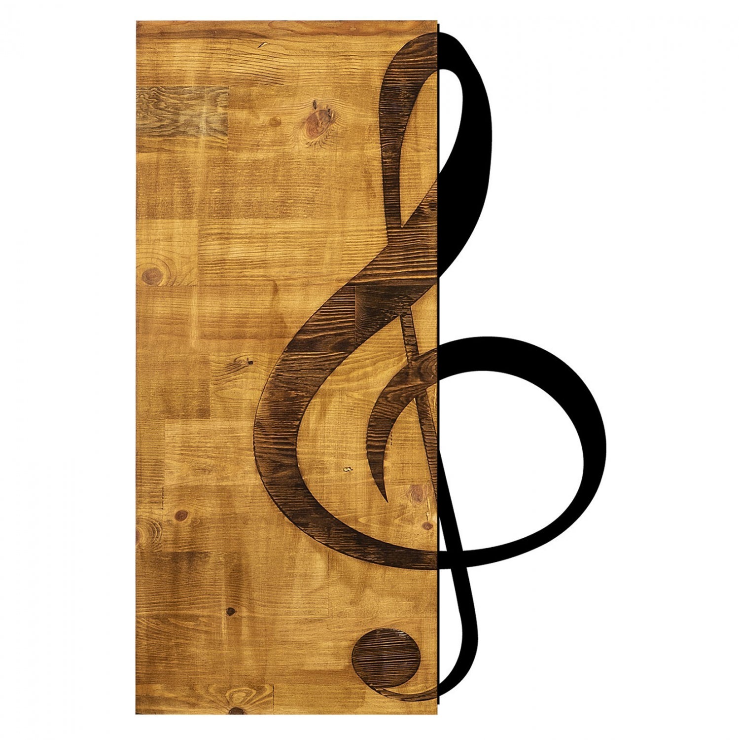 Дървена декорация за стена с черен метален ключ 39x58 cm.