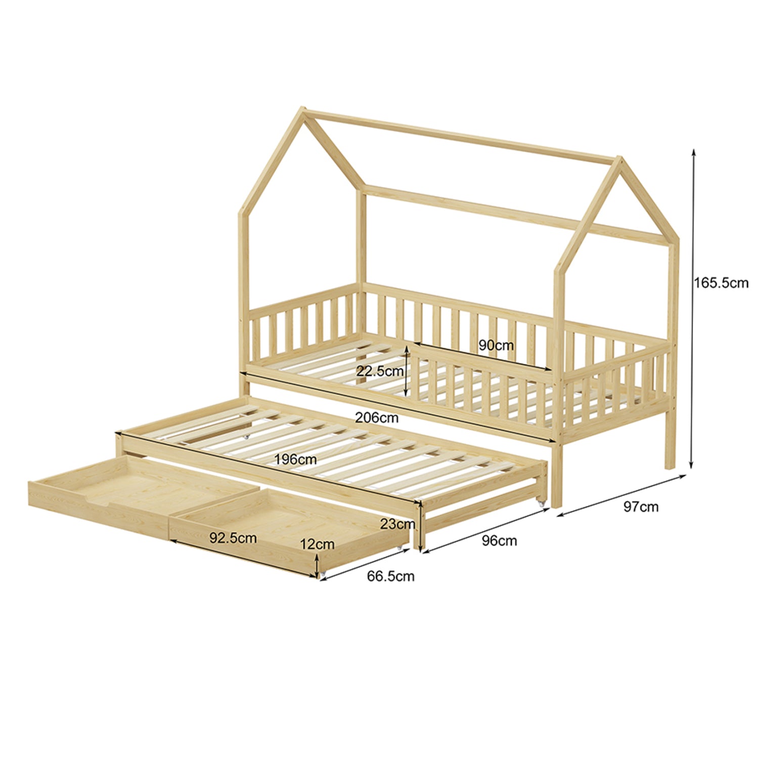 Легло  PHYLLIS -цвят натурал  206x97x166