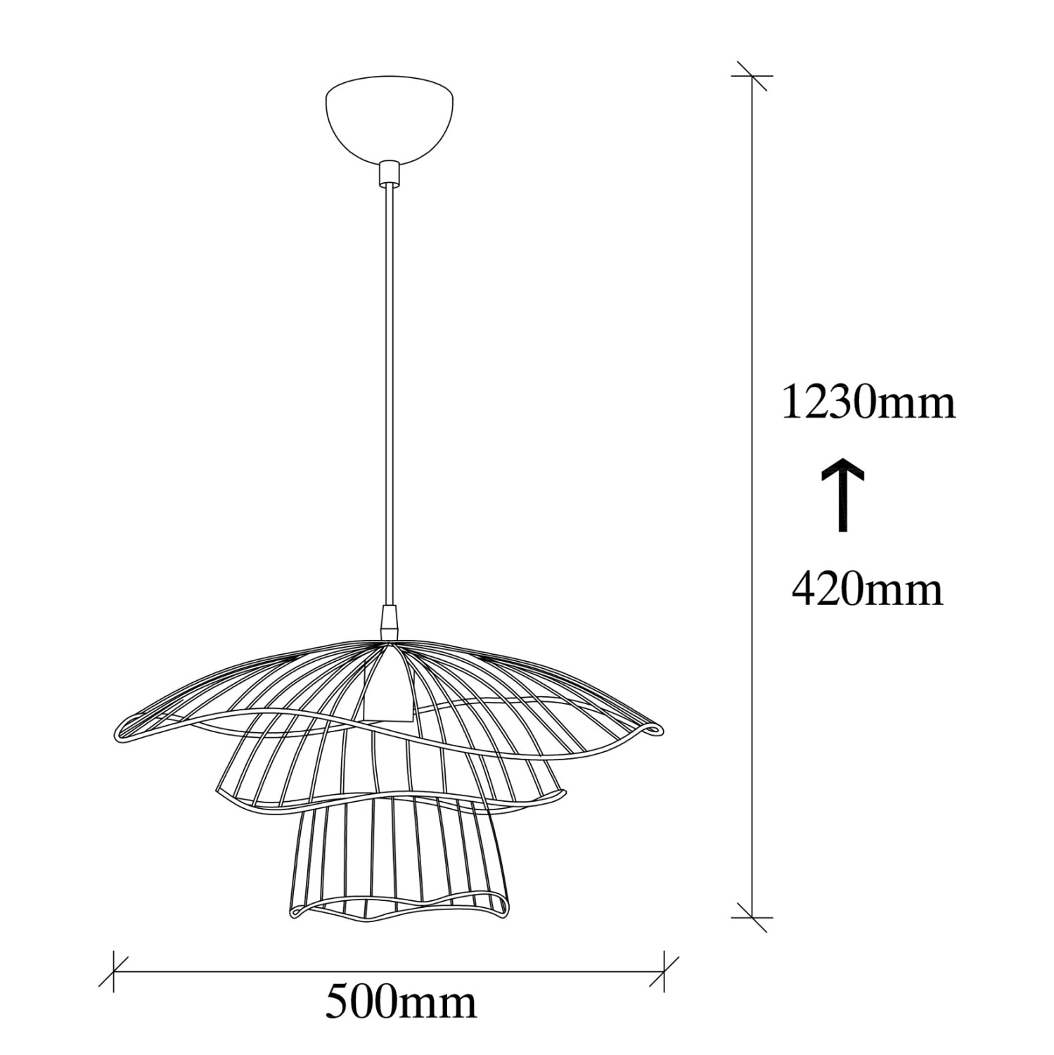 Метален пендал за таван, черен, e27 φ50x123 см