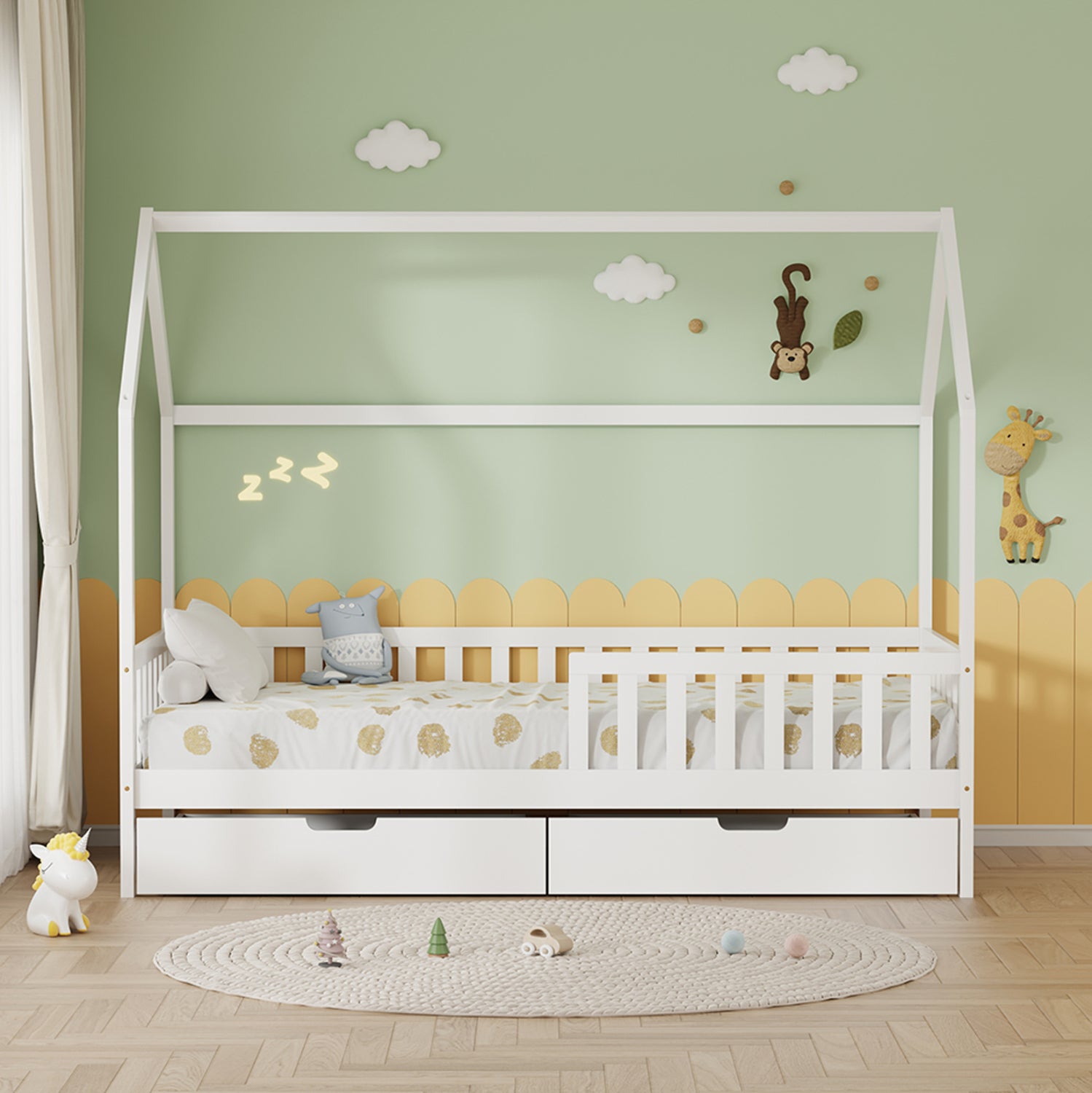 Легло  PHYLLIS бял цвят 196x97x161