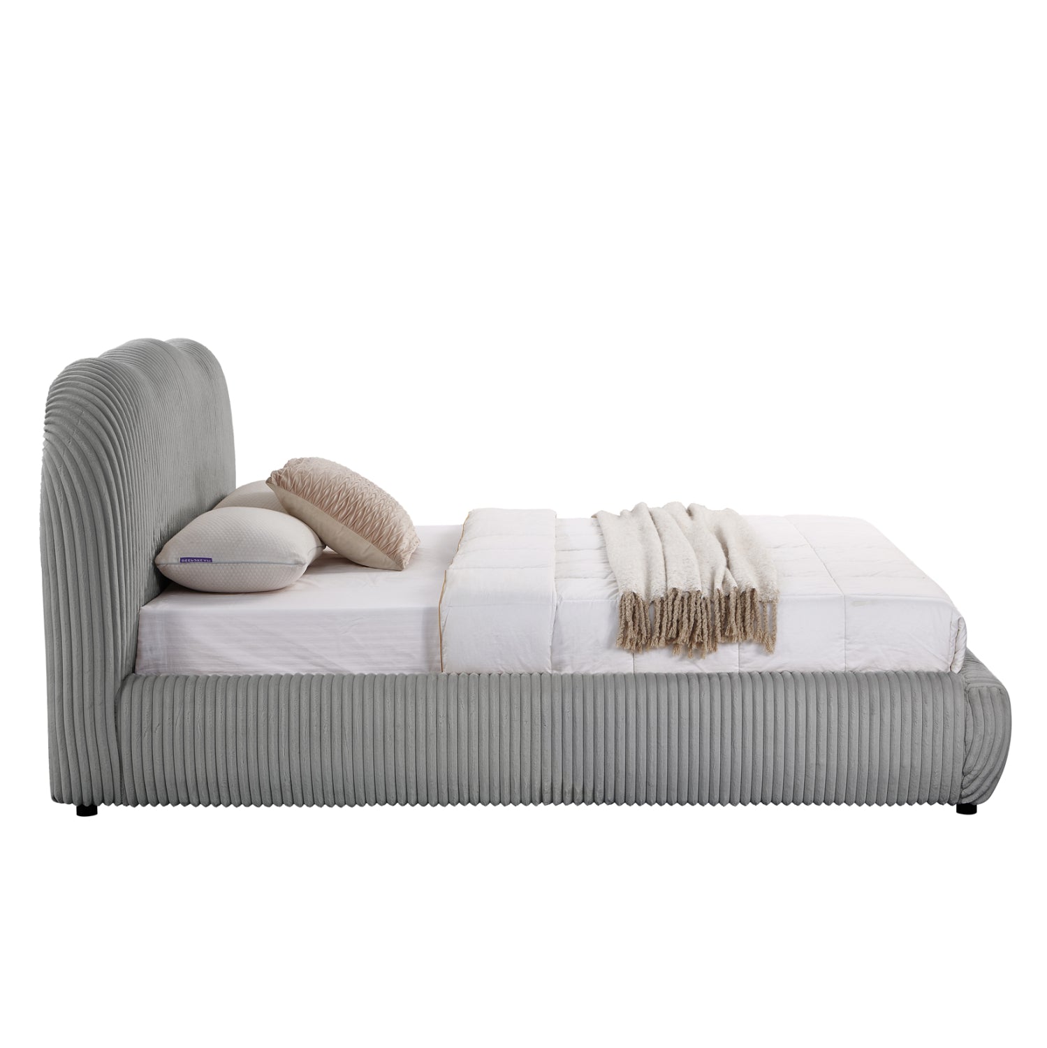 Двойно легло с място за съхранение  KALLY сива дамаска за матрак 160x200cm