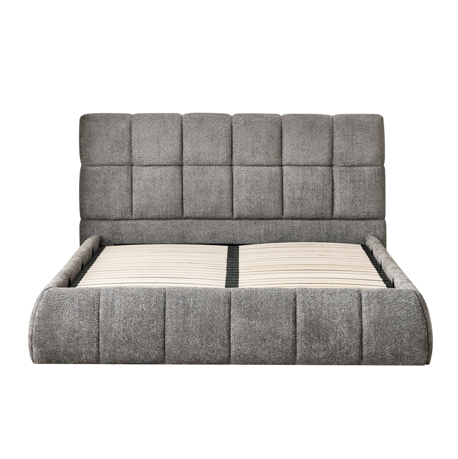 Двойно легло EDDY сиво букле и място за съхранение -за матрак 160x200см