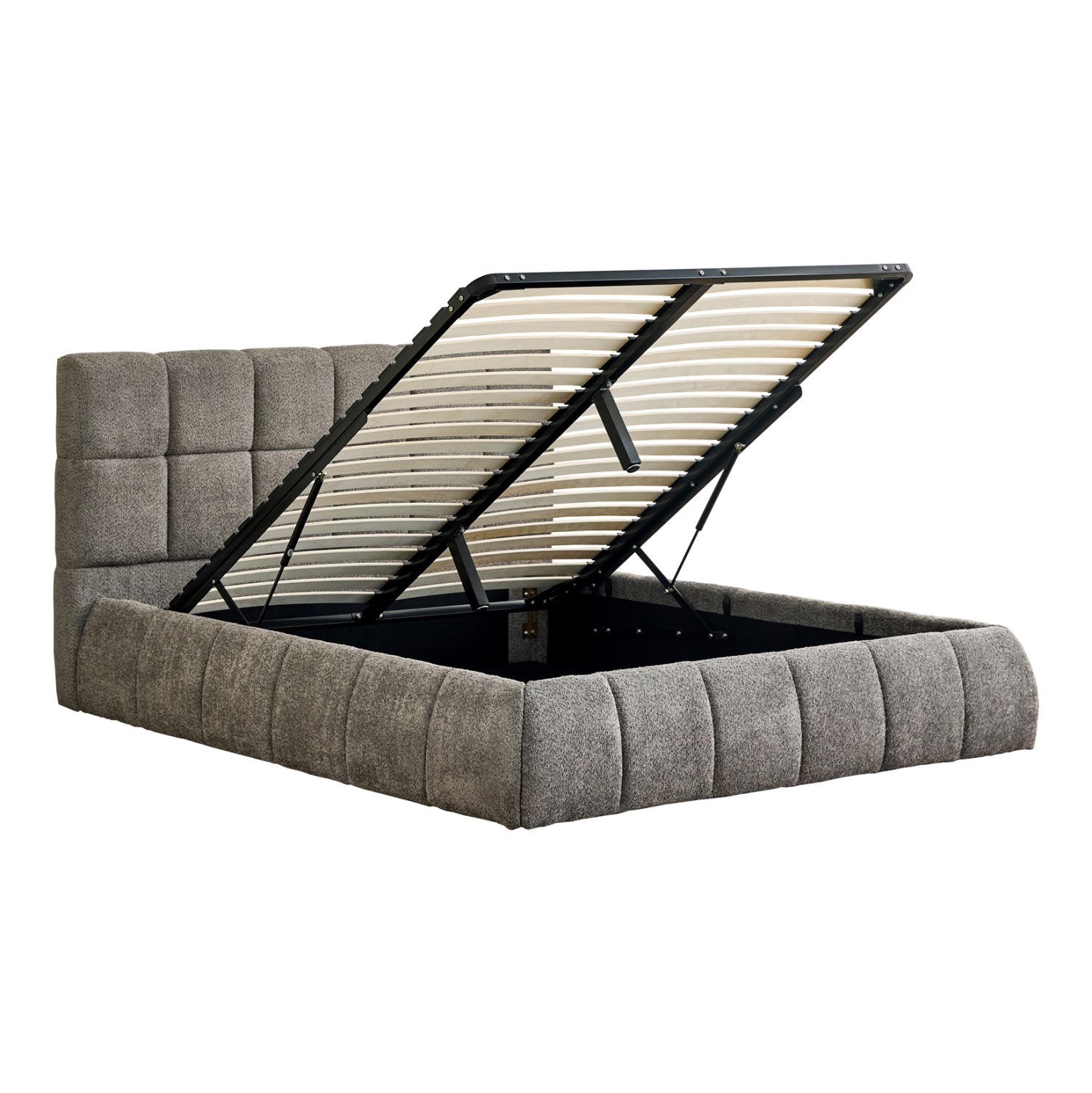 Двойно легло EDDY сиво букле и място за съхранение -за матрак 160x200см