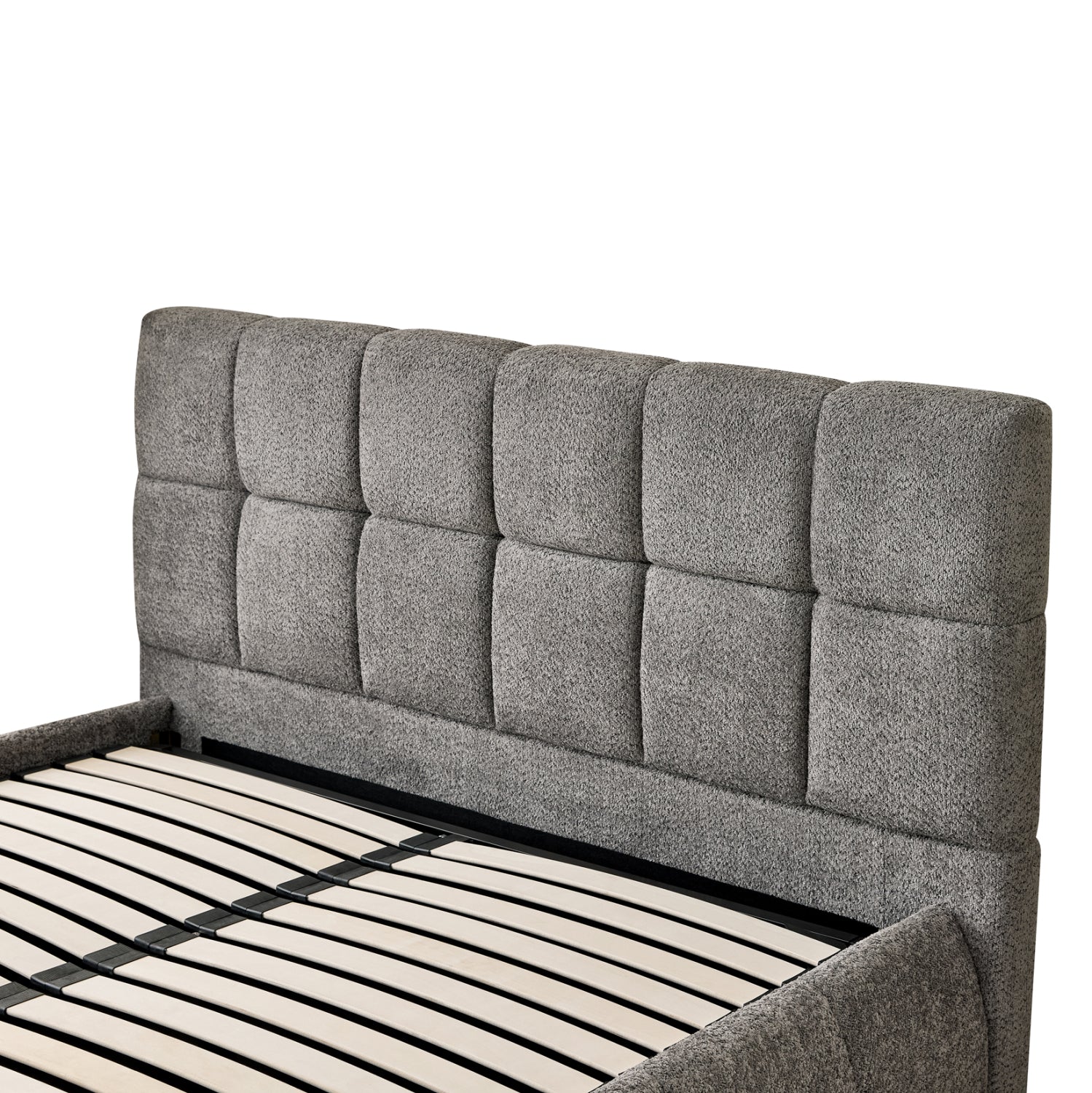 Двойно легло EDDY сиво букле и място за съхранение -за матрак 160x200см