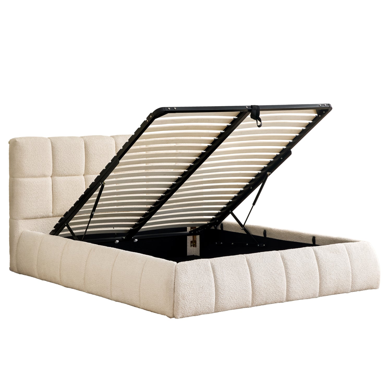 Двойно легло EDDY бежово букле и място за съхранение за матрак 160x200см