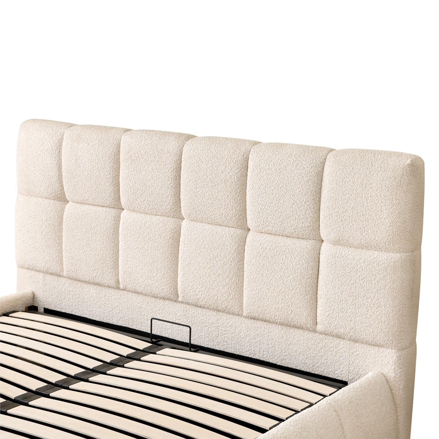 Двойно легло EDDY бежово букле и място за съхранение за матрак 160x200см