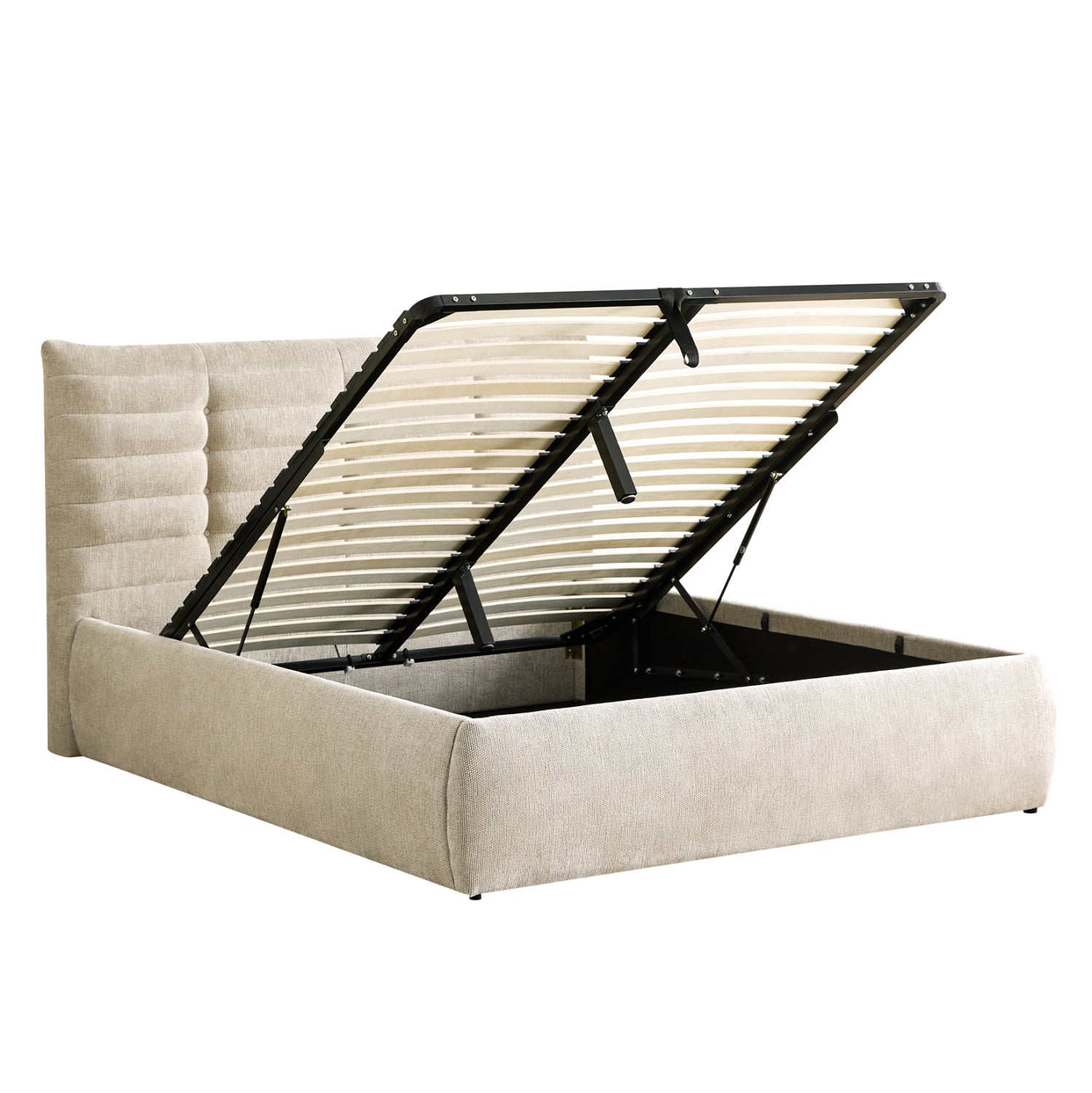 Двойно легло Sandra бежов плат   и място за съхранение за  матрак 160x200см