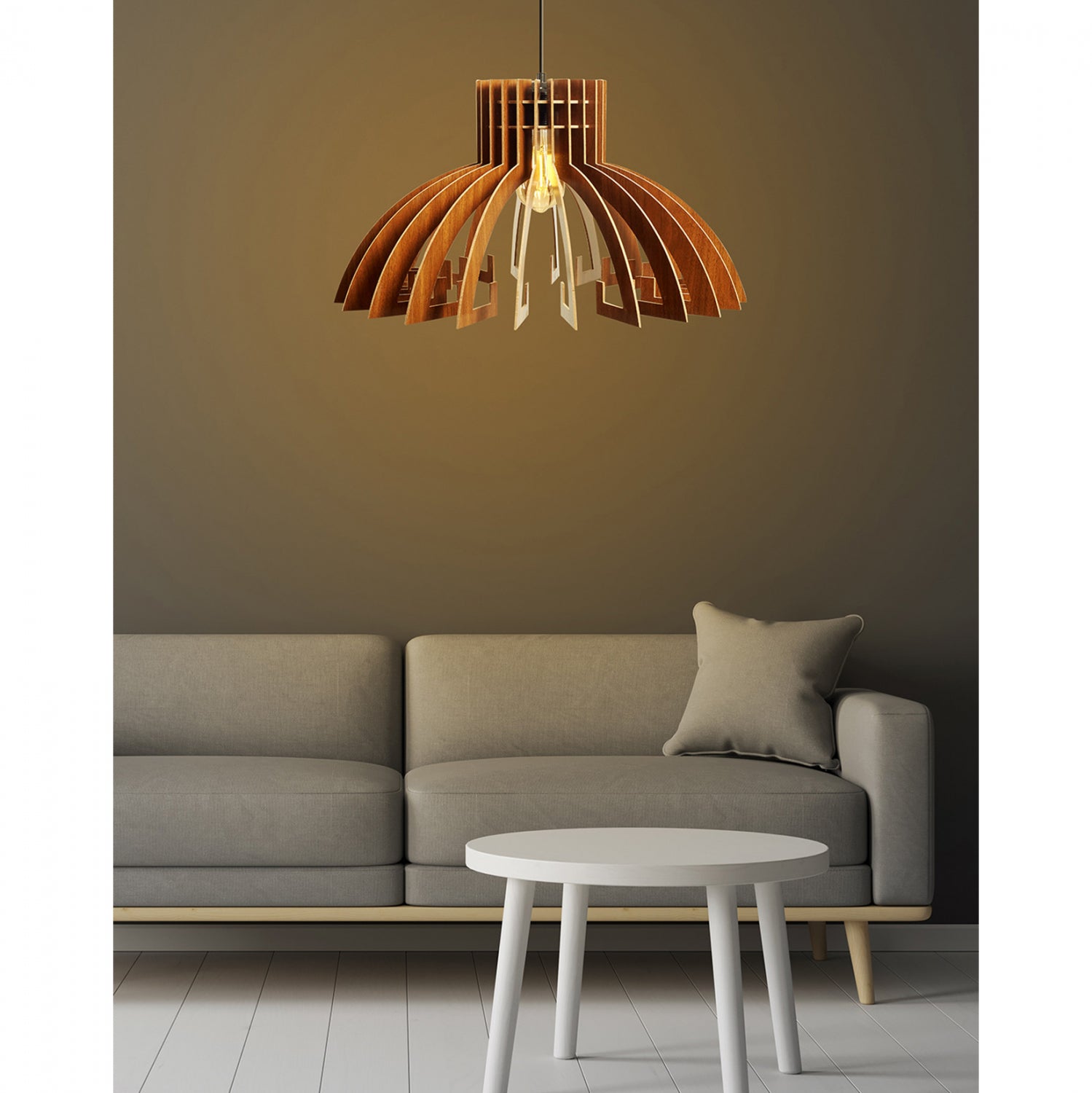 Таванна лампа 7350 орех цвят Φ54x65см