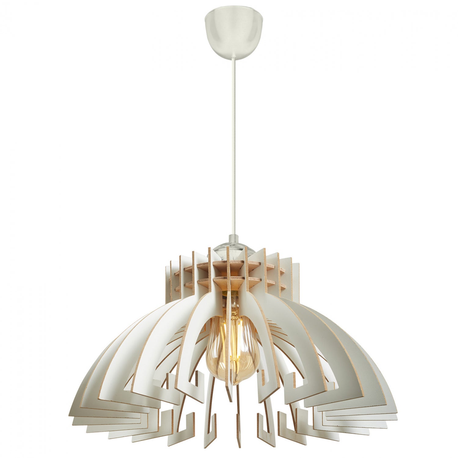 Лампа висяща таванна бял цвят МДФ φ54x65см