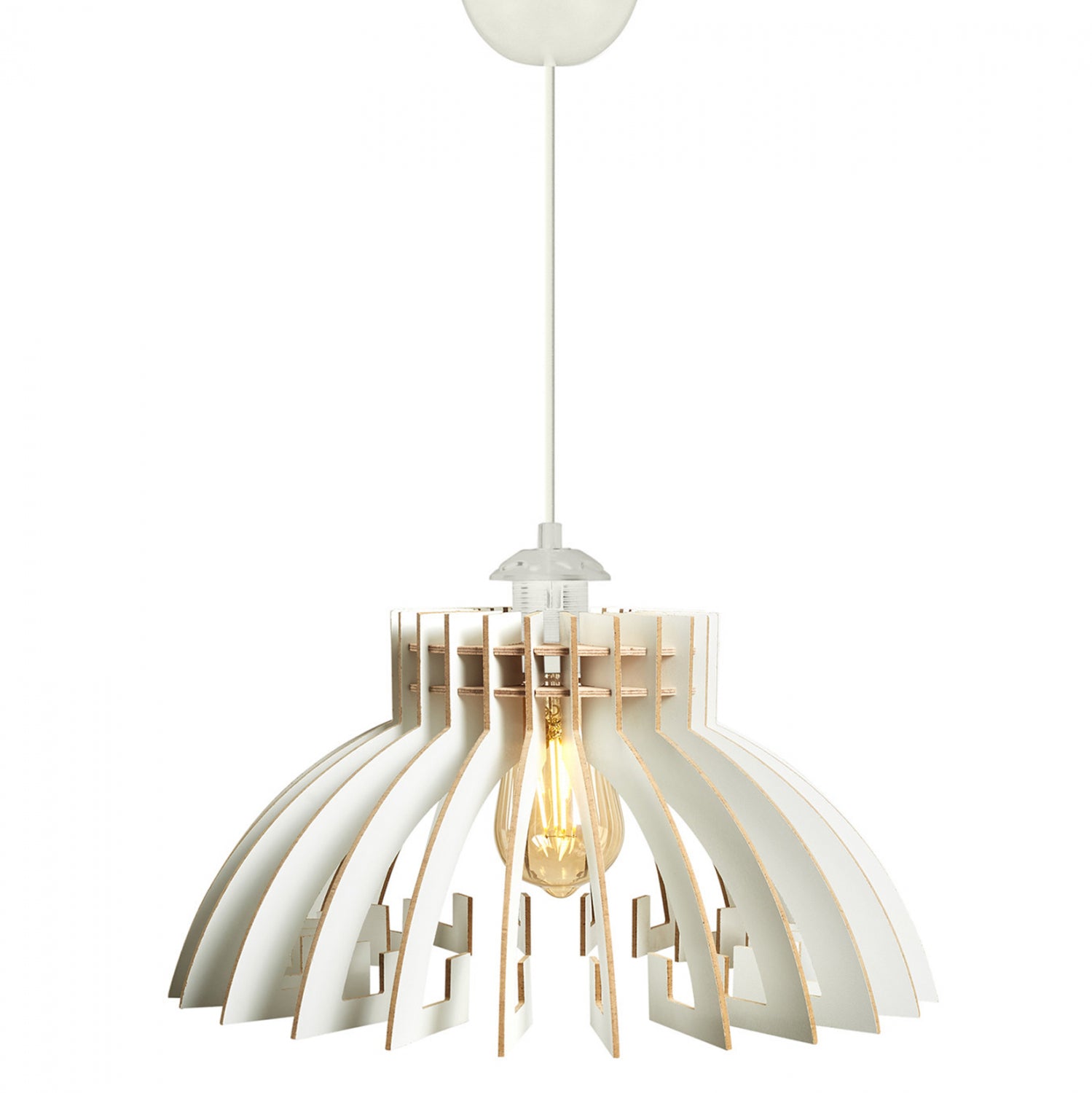 Лампа висяща таванна бял цвят МДФ φ54x65см