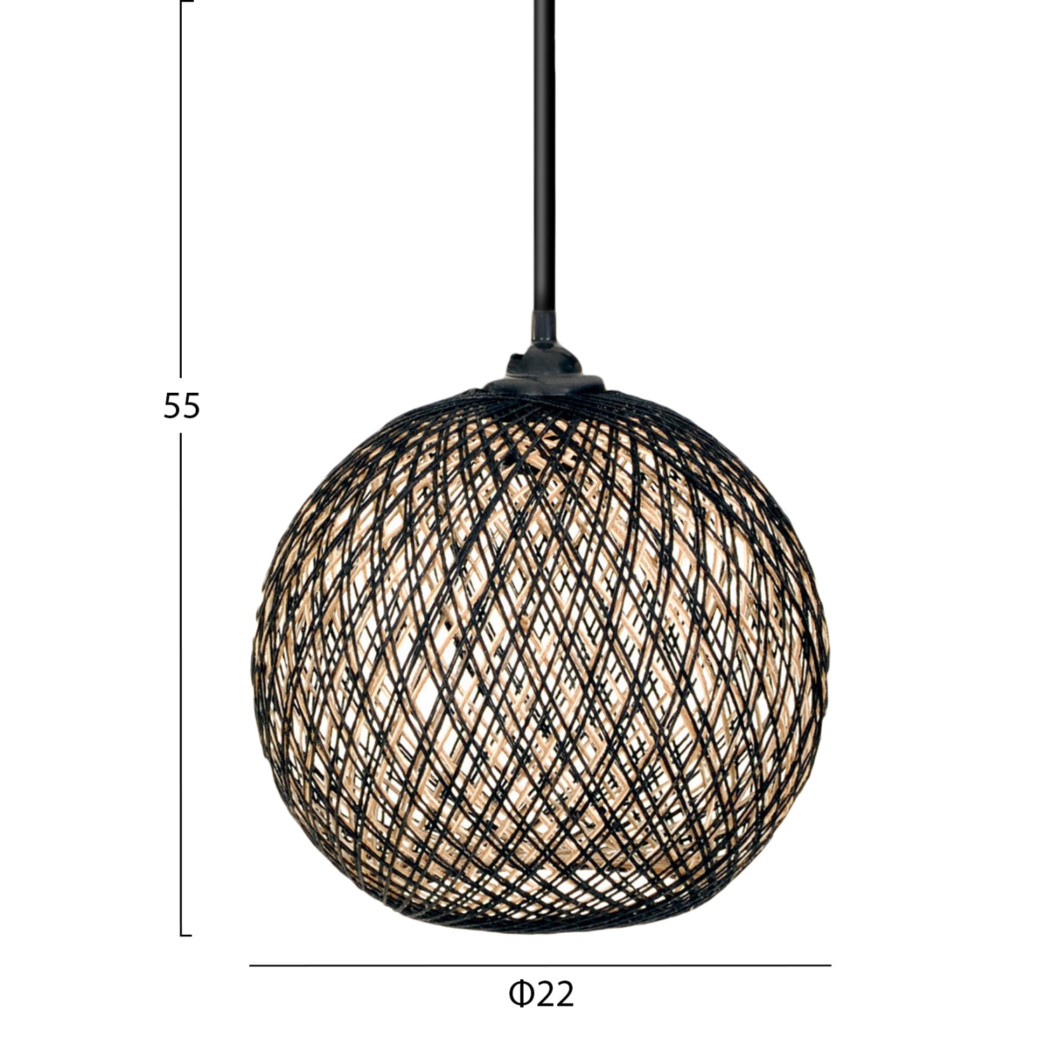 Таванна лампа 03 бежов-черен цвят Φ22x55см