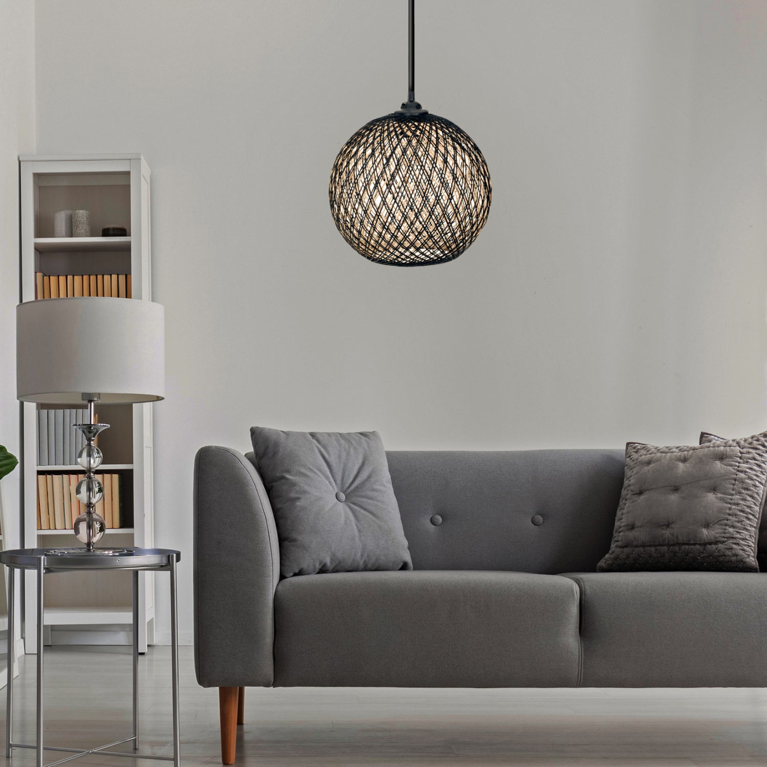 Таванна лампа 03 бежов-черен цвят Φ22x55см