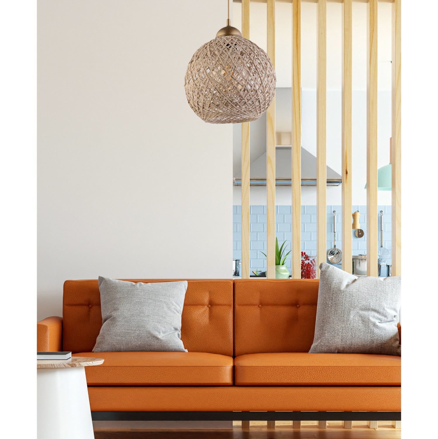 Вътрешен пендел за таван от бежово въже φ22x55h см