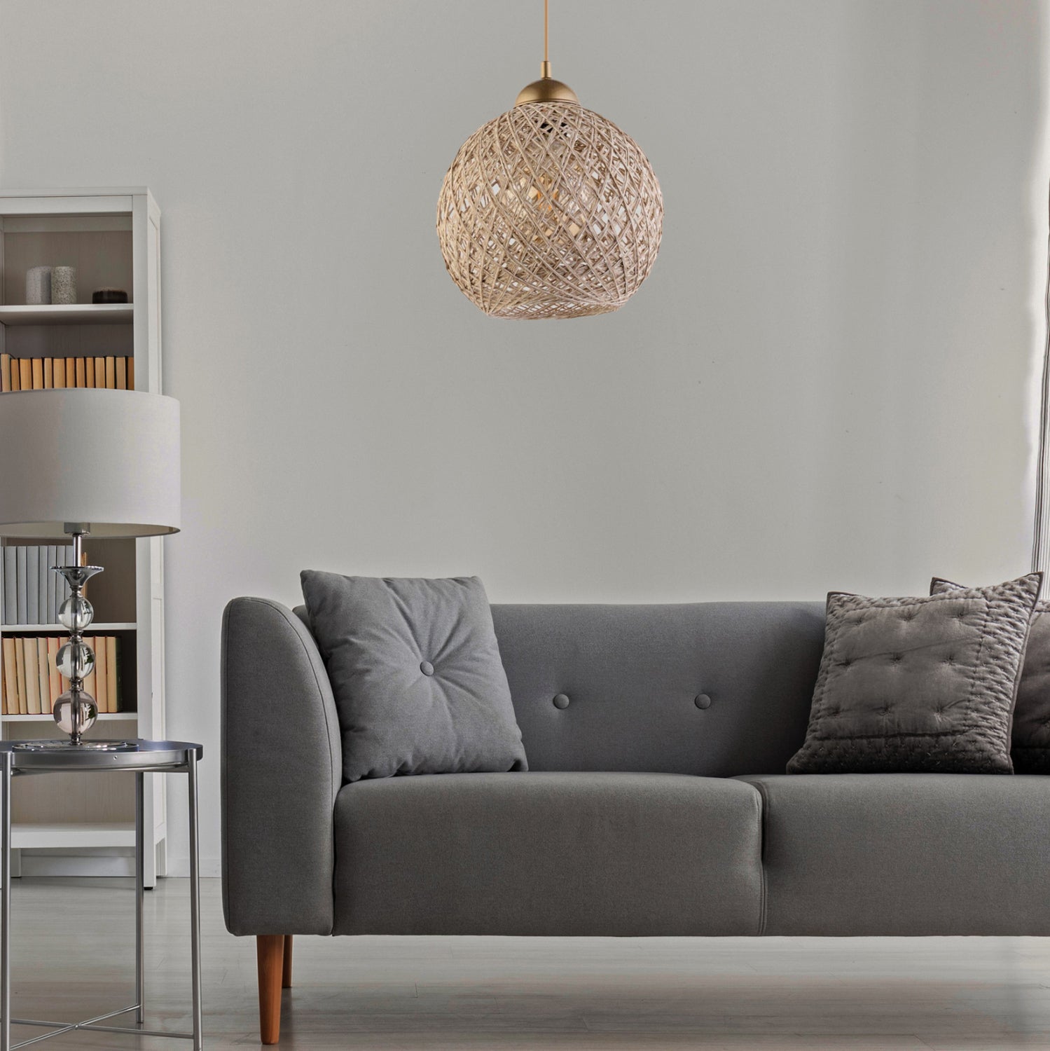 Вътрешен пендел за таван от бежово въже φ22x55h см