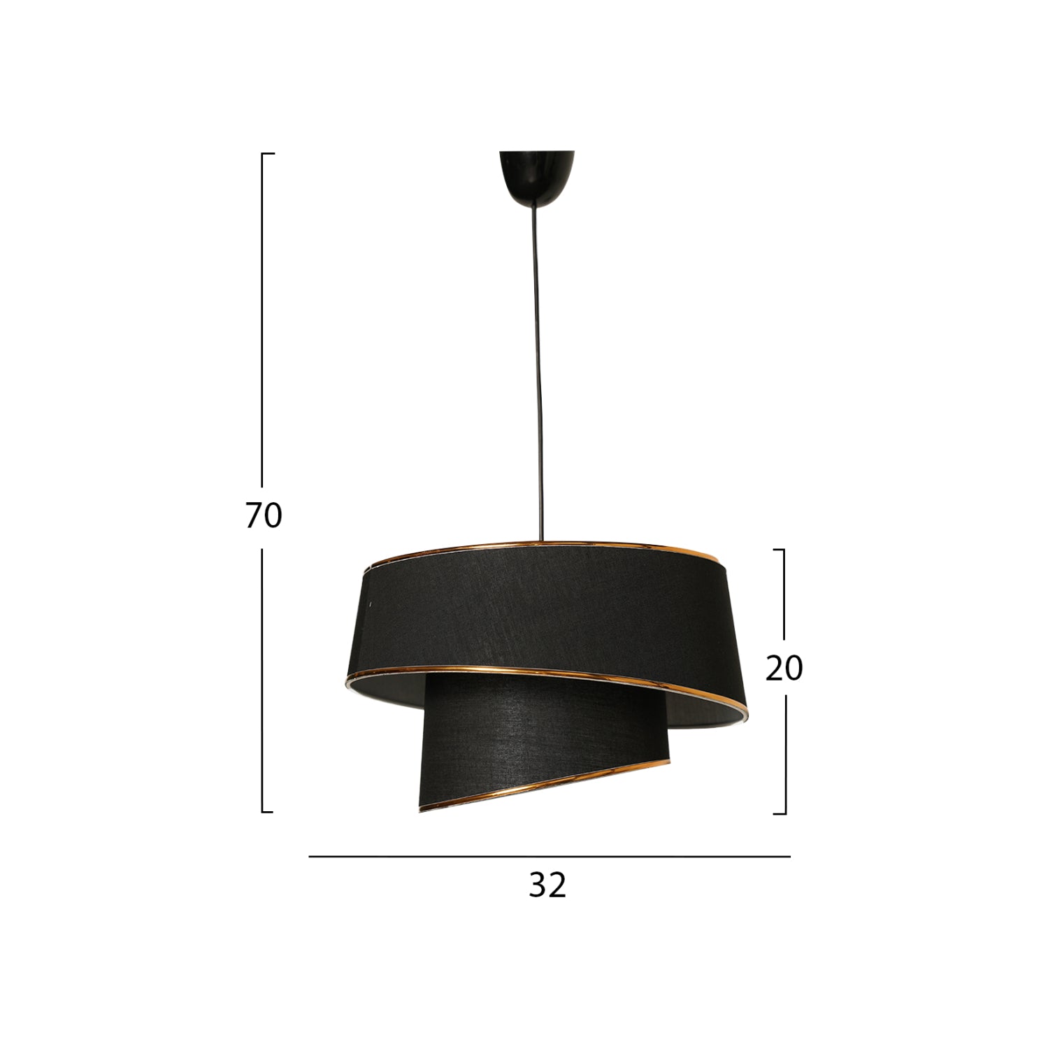 Лампа Кайли цвят черен-златист Φ32x70H см.