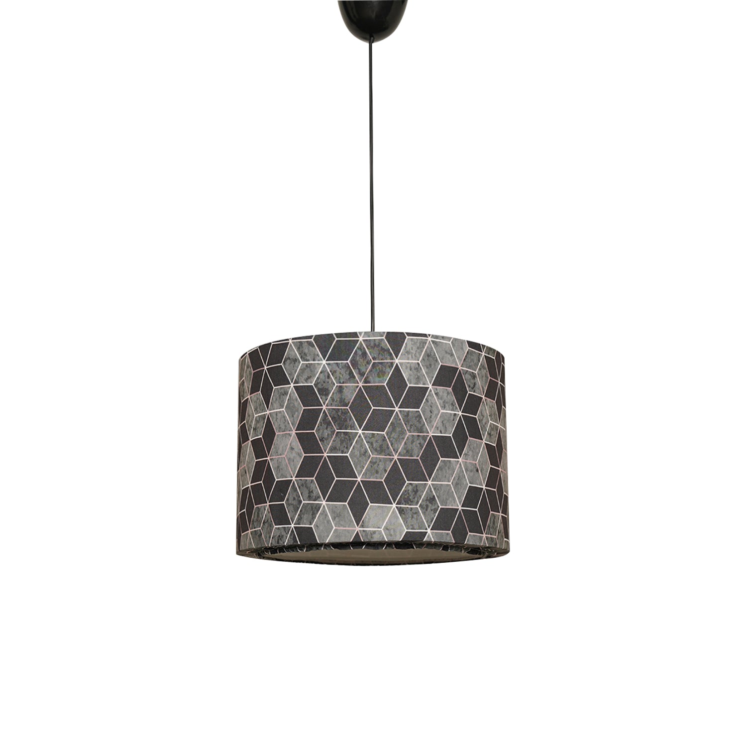 Таванна лампа  метал и черно-сив плат, 28x28x65 см