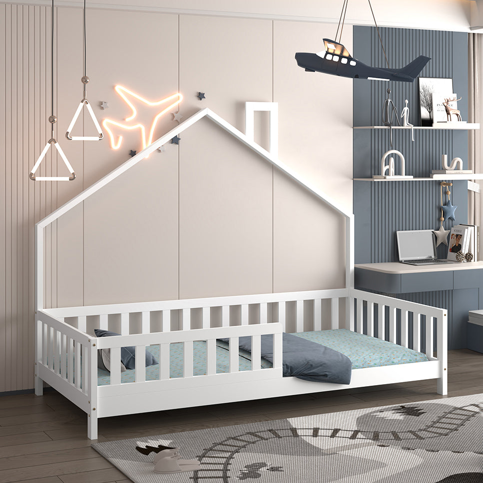 Детско легло  HOUSER t.montessori масивна борова дървесина в бяло - за размери 190x90см.