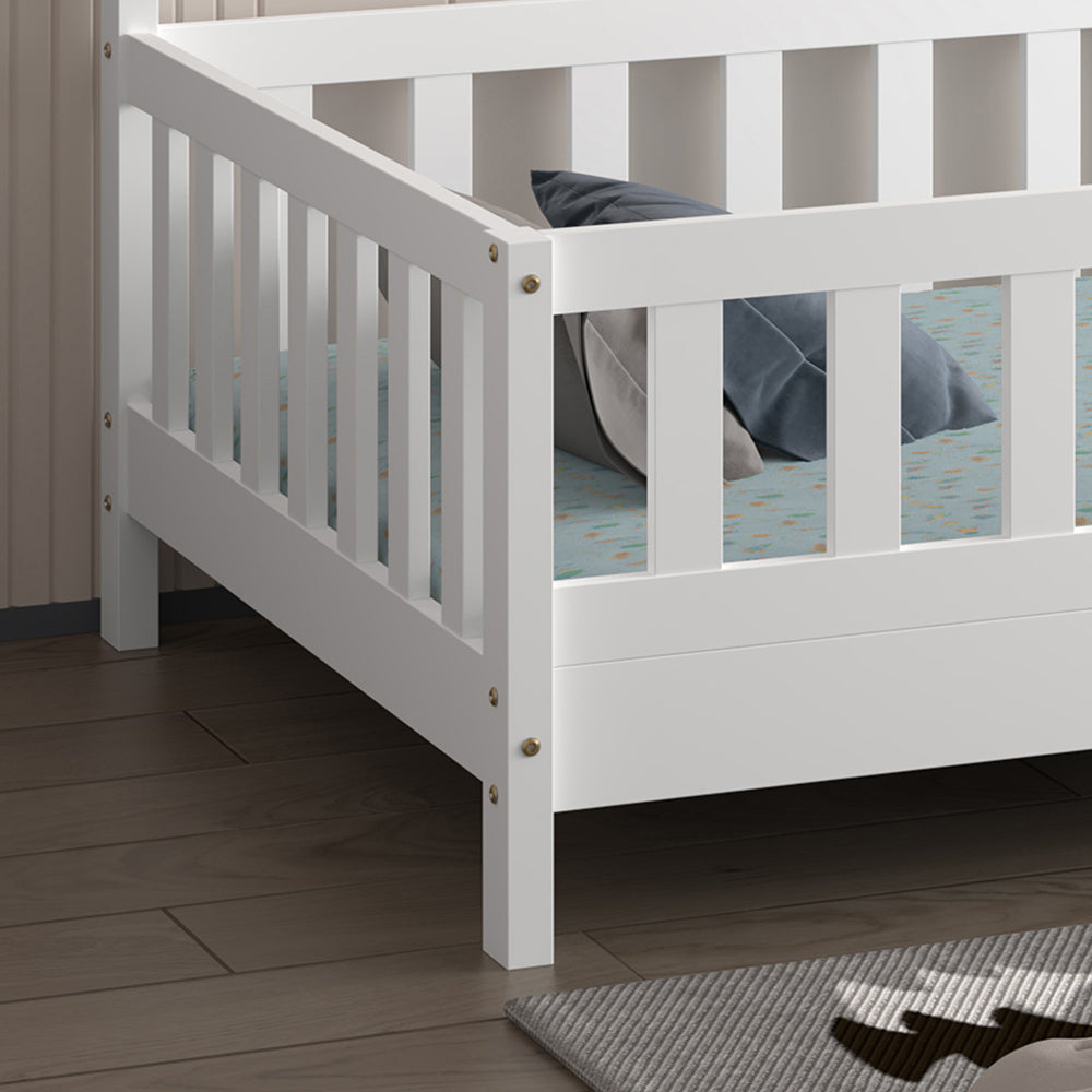Детско легло  HOUSER t.montessori масивна борова дървесина в бяло - за размери 190x90см.